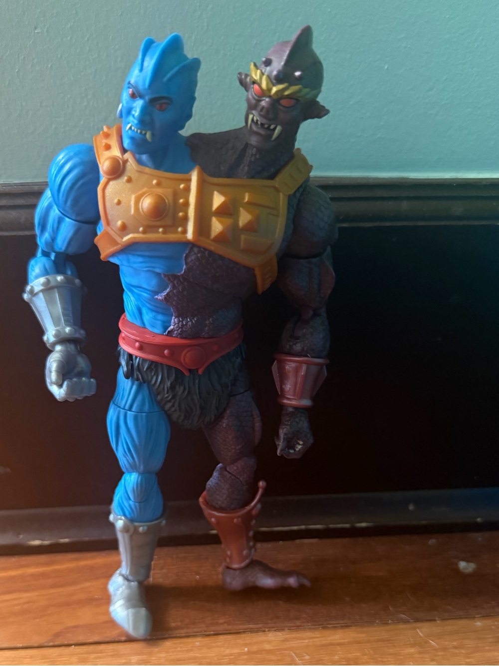 Two-Tone Blue and Brown Action Figure – Dual-Character Kids Toy